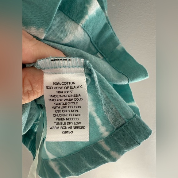 a.n.a Womans Teal Tie Dye Stripe Crop Top Sz LG 100% Cotton Smocked New Boho - Picture 4 of 7